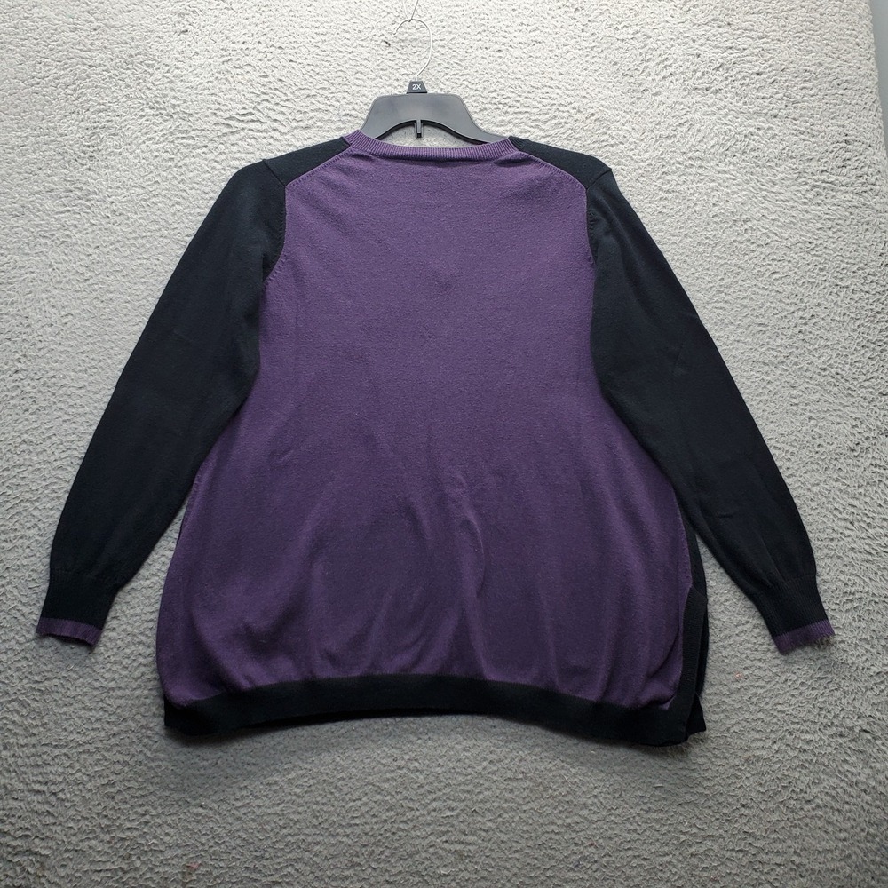 Lisa Todd Sweater Womens Medium Multi Two Tone Long Sleeve Side‎ Slit Rib V-Neck - Picture 2 of 6